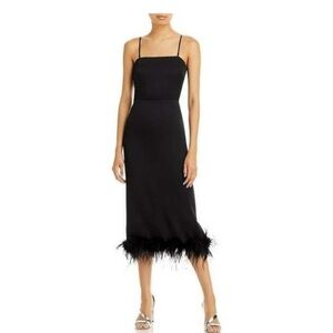 Lucy Paris Elegant Black Feather Trim Dress
